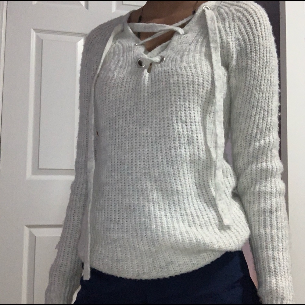 white sweater